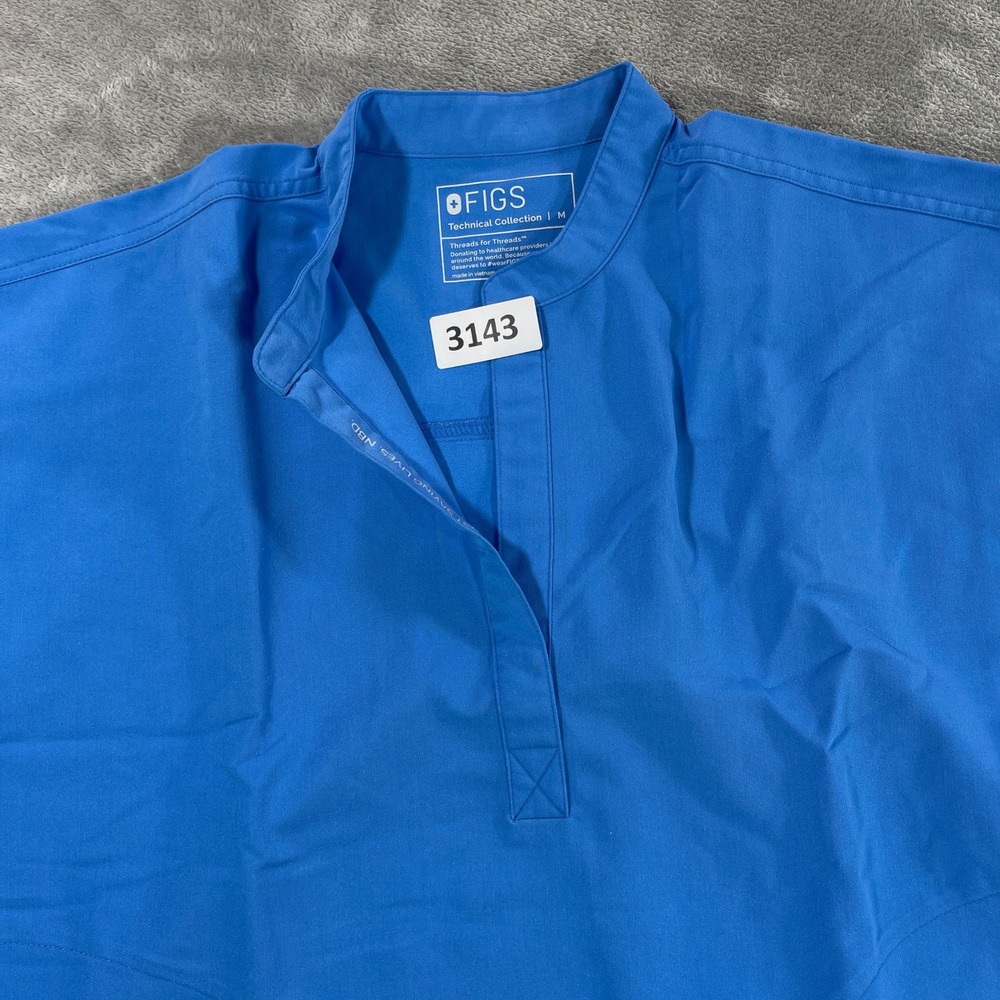 FIGS Scrub Top‎ Women M Blue Sleeveless Mandarin Collar WXXSW1003